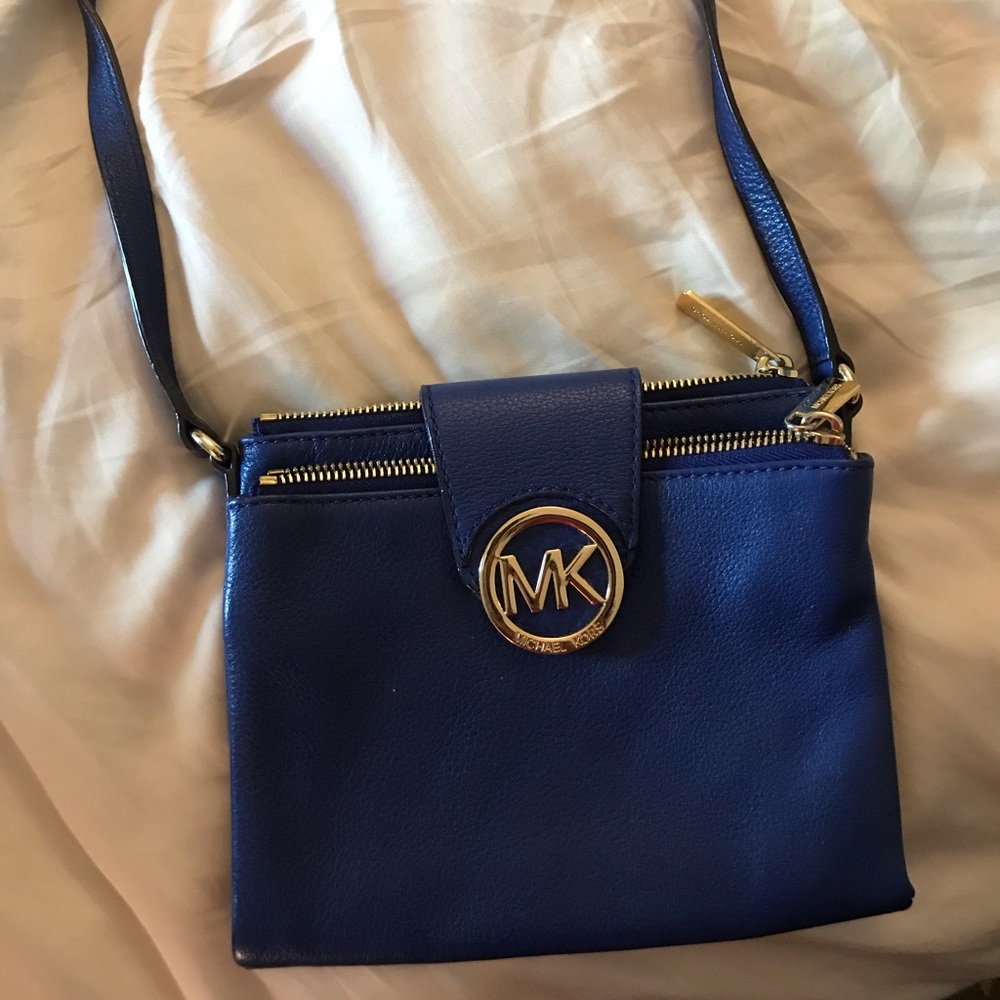 Blue Leather Michael Kors CrossBody Purse